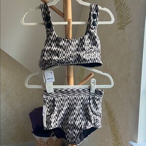Seea Black and White Patterned Bikini Top